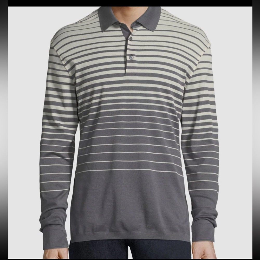 Ermenegildo Zegna  ZEGNA long sleeve cotton polo striped shirt large 52